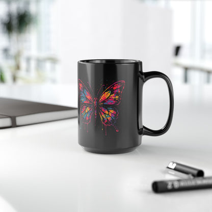 Butterfly - Black Coffee Mug - 15oz