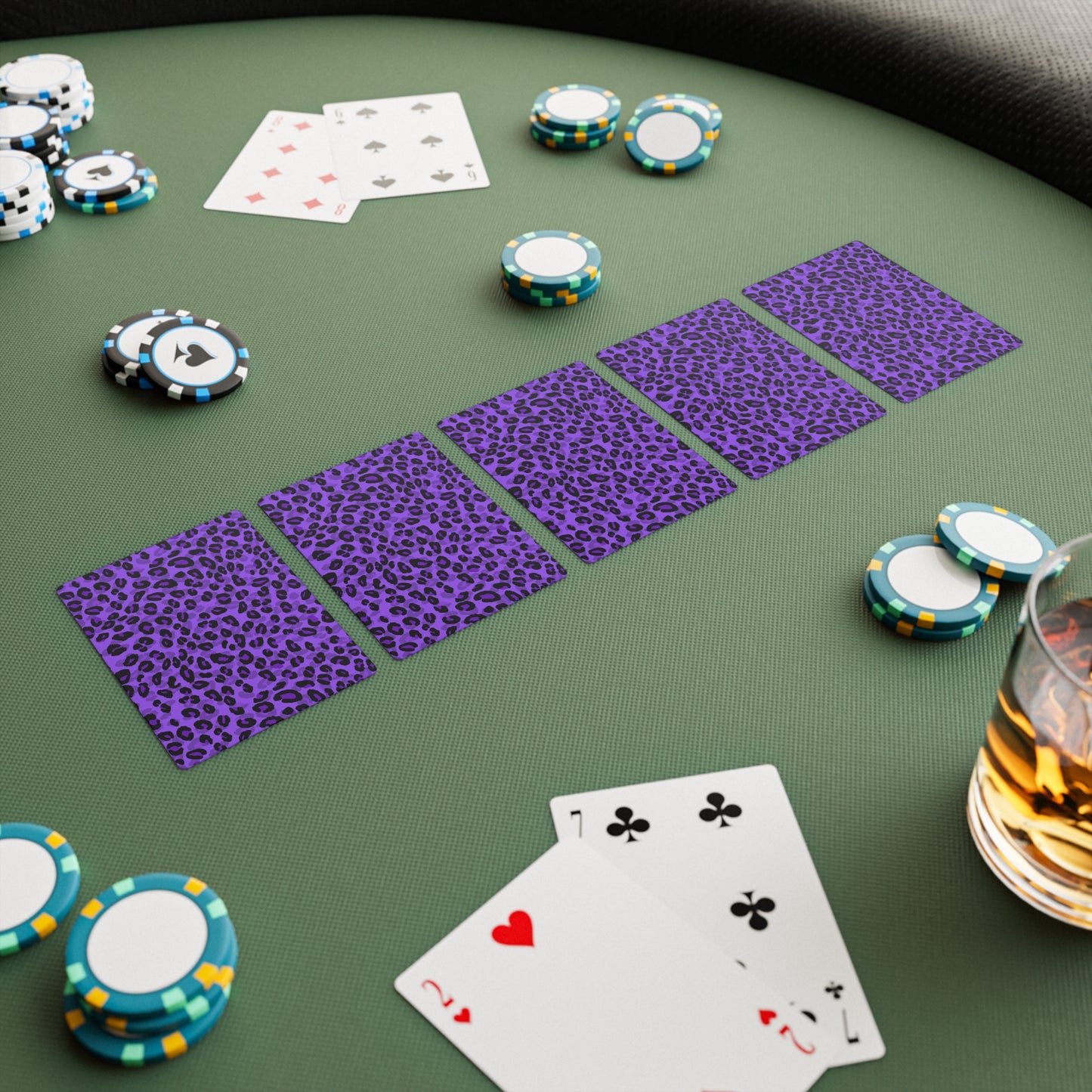 Lila Pokerkarten-Set mit Geparden-Print – Premium-Spieldeck für Spieleabende 