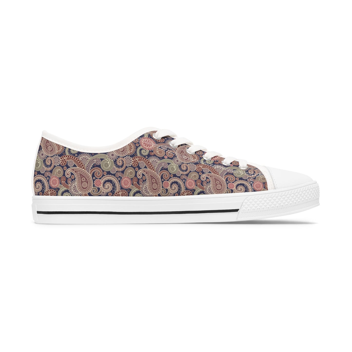 Paisley Dream – Stylische Damen Low Top Sneakers mit elegantem Schwarz-Weiß-Design 