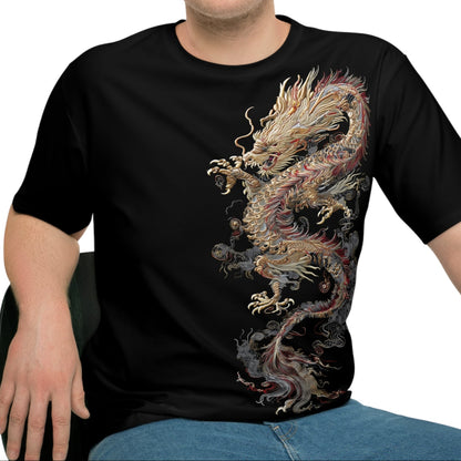 Goldener Drache – Schweres, weiches und bequemes Unisex-T-Shirt mit Rundhalsausschnitt | Gildan® 6400