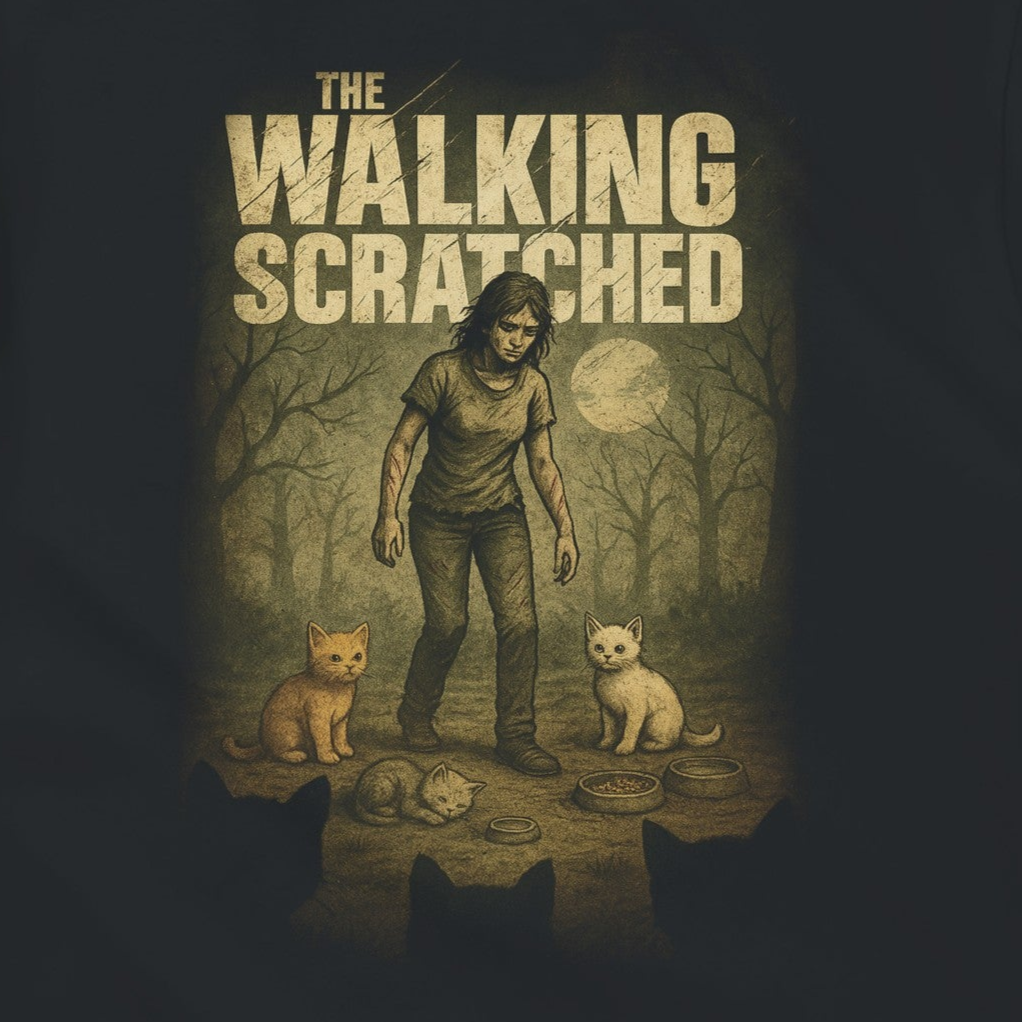THE WALKING SCRATCHED - Katzen Schweres Unisex-T-Shirt mit Rundhalsausschnitt | Gildan® 5000