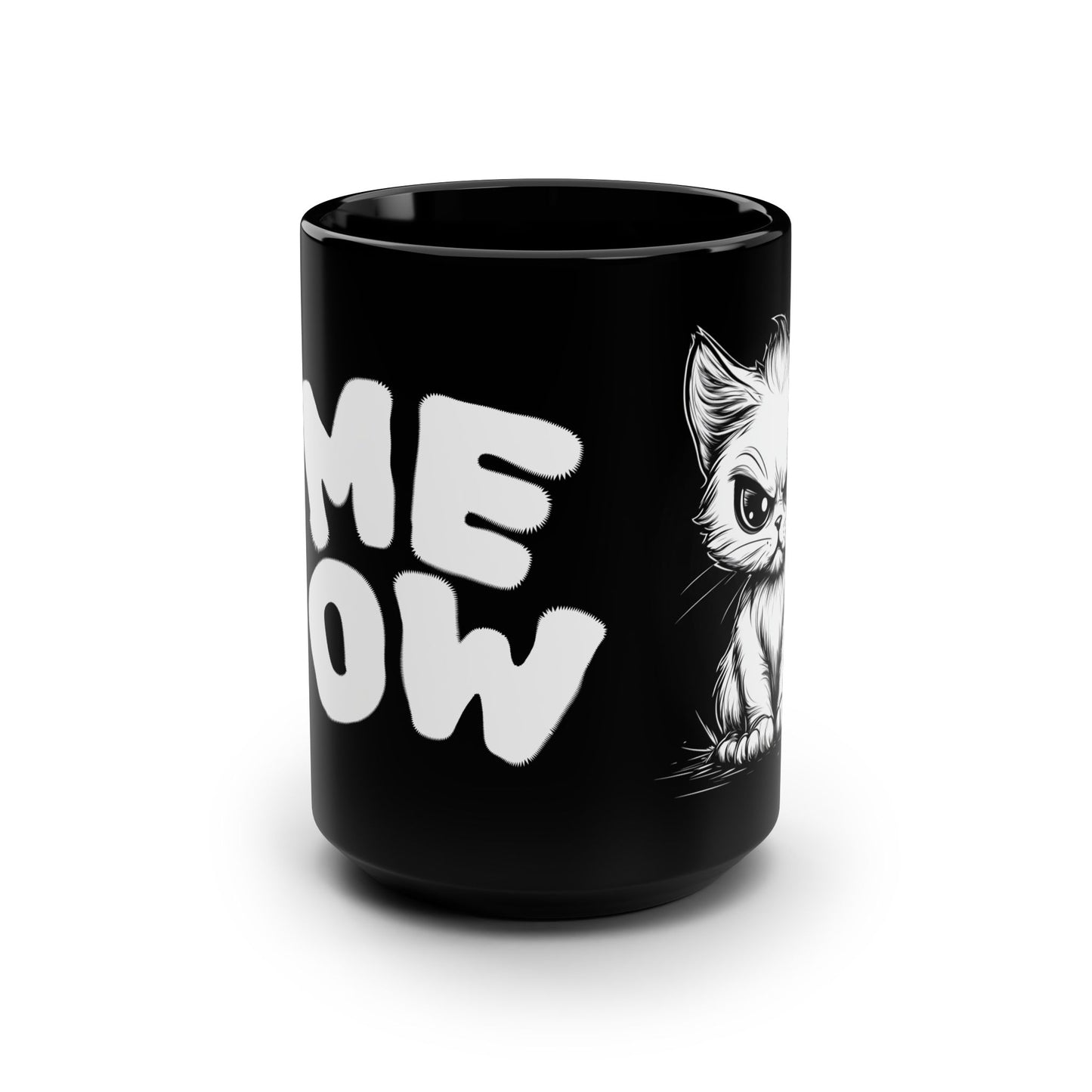 MEOW - Schwarze Kaffeetasse - 15oz