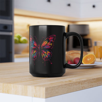Butterfly - Black Coffee Mug - 15oz