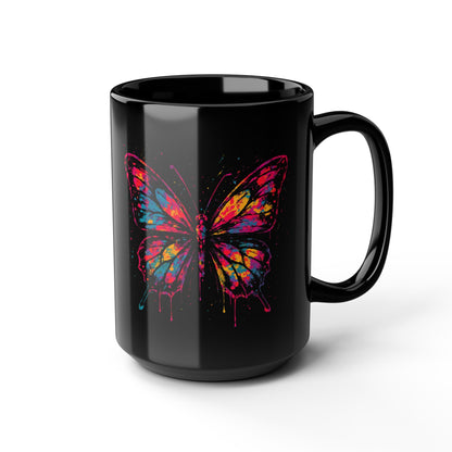 Butterfly - Black Coffee Mug - 15oz