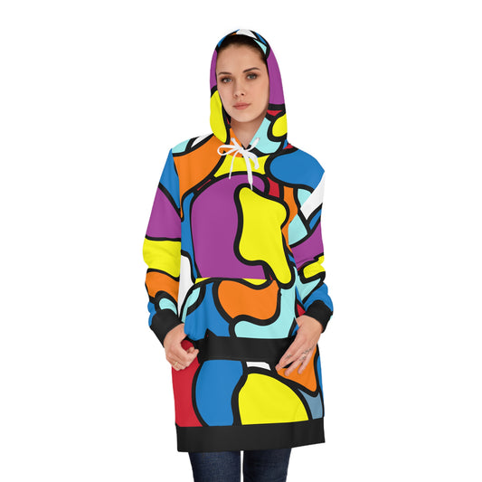 Farbenfroher Damen-Langkapuzenpullover - Kräftig und lebendig 