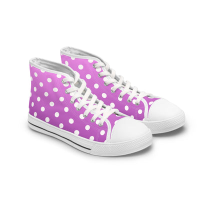Polka Dot Pink High Top Sneakers für Damen – Stylisch & Fun