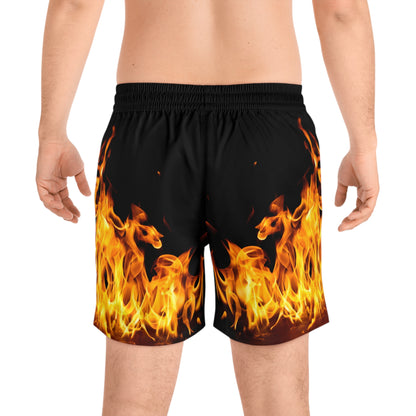 Men's Fire Pattern Swim Shorts - Hot Summer Vibes