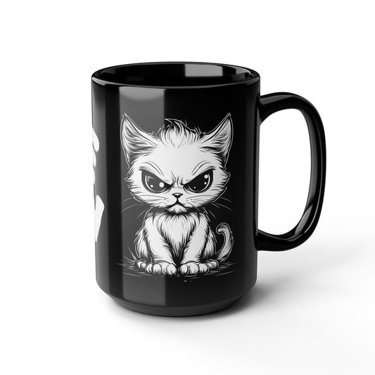 MEOW - Schwarze Kaffeetasse - 15oz