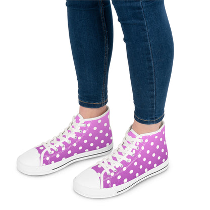 Polka Dot Pink High Top Sneakers für Damen – Stylisch & Fun