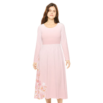 Langärmliges Tanzkleid mit Blumendruck für Damen – elegante und bequeme Abendgarderobe