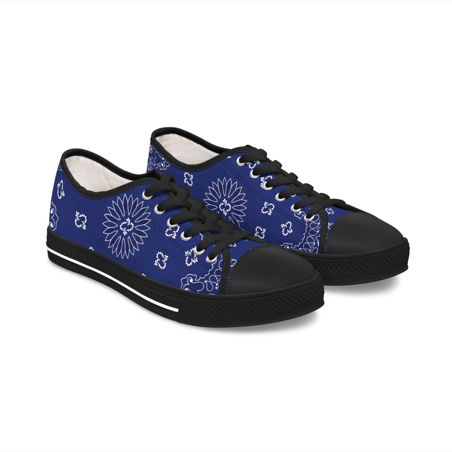 Women's Low Top Sneakers - Blue BANDANA