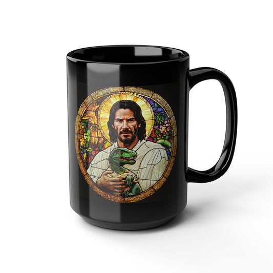 St. Keanu  - Black Coffee Mug - 15oz