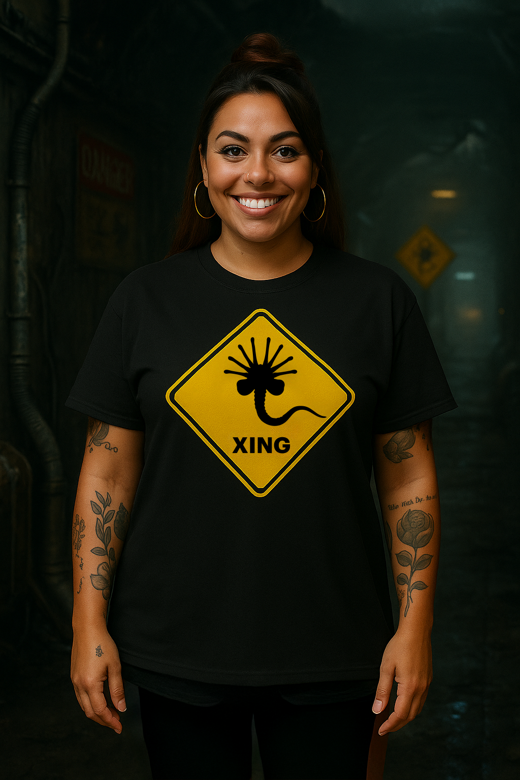 Achtung: Facehugger XING – UltrARobustes Heavy-Cotton Statement-Shirt